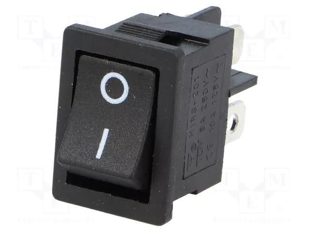 ROCKER; DPST; Pos: 2; ON-OFF; 3A/250VAC; black; none; 35mΩ; -30÷80°C NINIGI RSM201A2C3BK