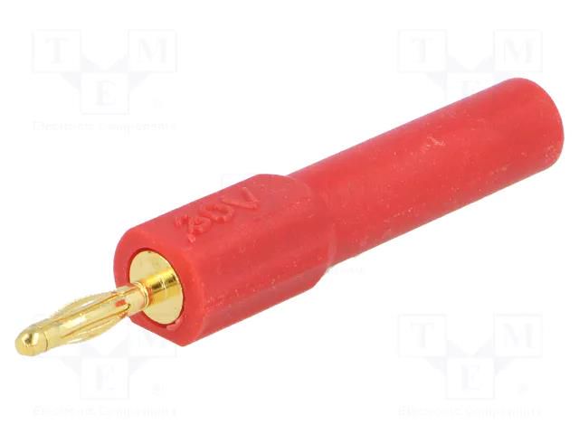 Connector: 2mm banana; adapter; 36A; 60VDC; red; gold-plated AXIOMET RDA-S4-P2-R