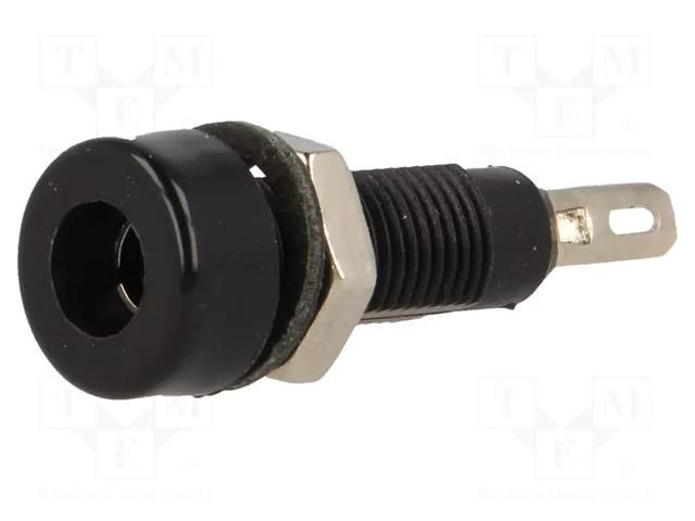 Connector: 4mm banana; socket; 10A; 60VDC; black; nickel plated SCI R1-22-B