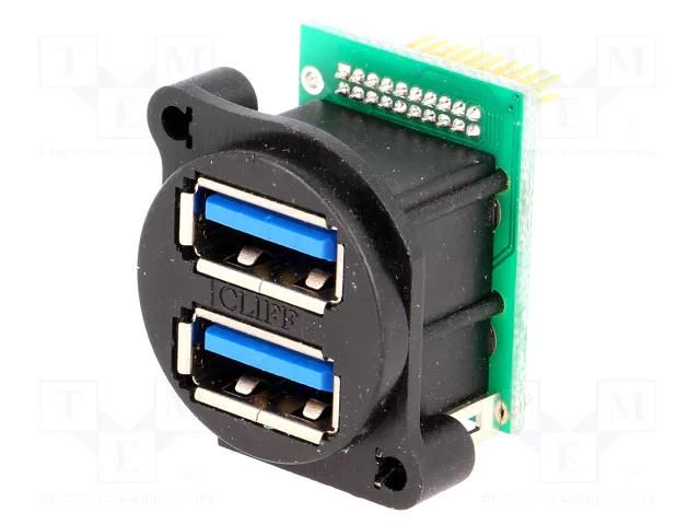 Connector: USB A; socket; for panel mounting,screw; pin header CLIFF CP30097