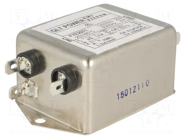 Filter: anti-interference; 250VAC; Cx: 100nF; Cy: 3.3nF; 0.9mH; 10MΩ QLT POWER FYE20T1