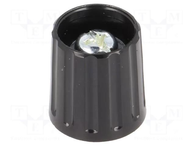 Knob; polyamide; Øshaft: 6mm; Ø15x16.3mm; black; Shaft: smooth RITEL G15G-B