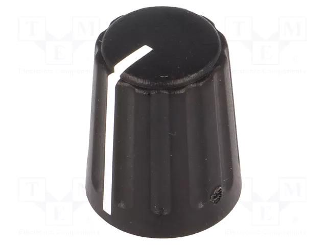 Knob; conical,with pointer; ABS; Øshaft: 6mm; Ø13.5x17.1mm; black SR PASSIVES GW13B