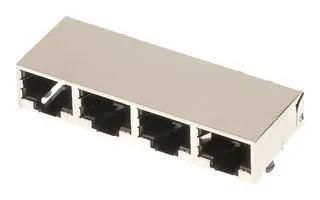 RJ45 CONN, R/A JACK, 8P8C, 4GANG, TH 44560-0004