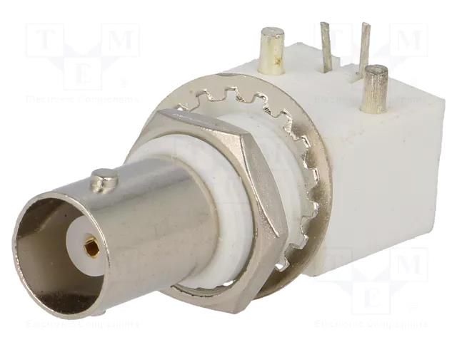 Connector: BNC; socket; female; insulated; angled 90°; 50Ω; THT YIZN Jiangsu Tengyu Electronics co. BNC-206