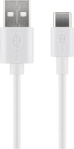 USB-C™ Charging and Sync Cable (USB-A > USB-C™), 0.1 m, white - suitable for devices with a USB-C™ port, white 38677