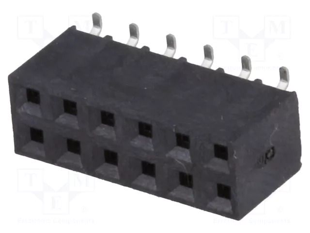 Connector: pin strips; socket; female; PIN: 12; SMT; vertical; 2x6 NINIGI ZL264-12DG