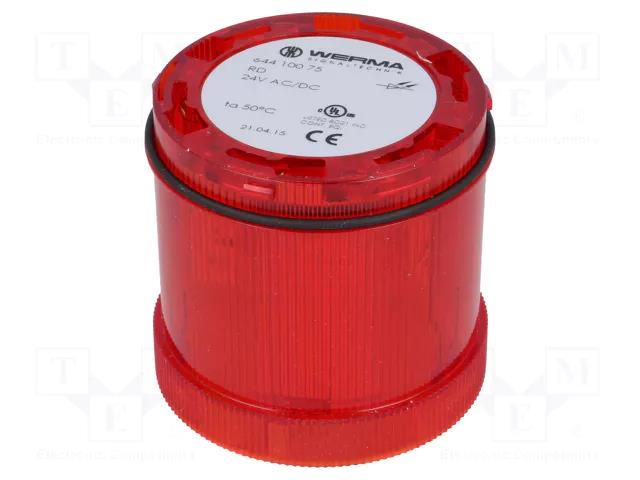 Module: light signaller; red; LED; 24VDC; 24VAC; IP65; Ø70x65mm WERMA WER-64410075