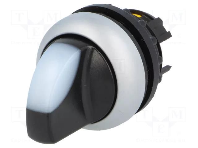 Switch: rotary; 22mm; Stabl.pos: 1; white; M22-FLED,M22-LED; IP67 EATON ELECTRIC M22-WLK-W