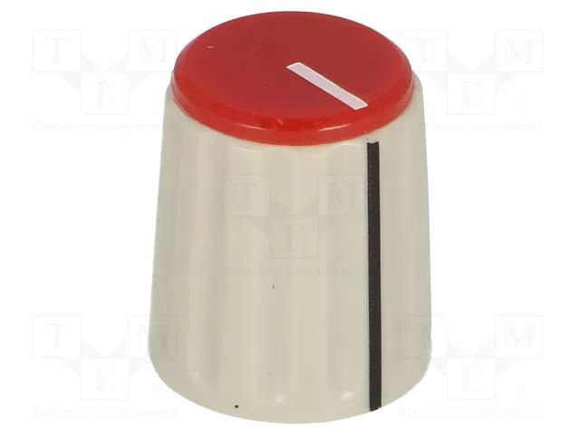 Knob; with pointer; ABS; Øshaft: 6mm; Ø15.3x18mm; grey; red SCI RN-110F-R6.1