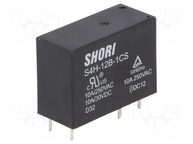 Relay: electromagnetic; SPDT; Ucoil: 12VDC; Icontacts max: 10A SHORI ELECTRIC S4H-12V-1C