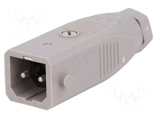 Connector: rectangular; ST; plug; male; PIN: 2; tinned; IP54; 16A HIRSCHMANN STAS-2
