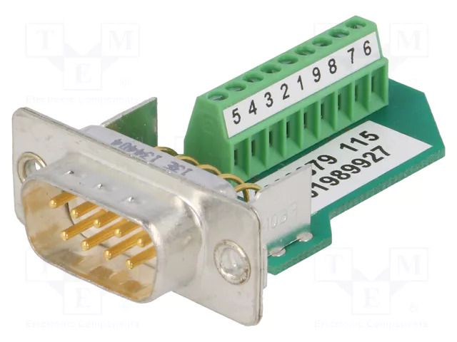 Connector: D-Sub; PIN: 9; plug; male; for cable; straight; 5A; 60V PHOENIX CONTACT VS09ST-DSUB-MPT
