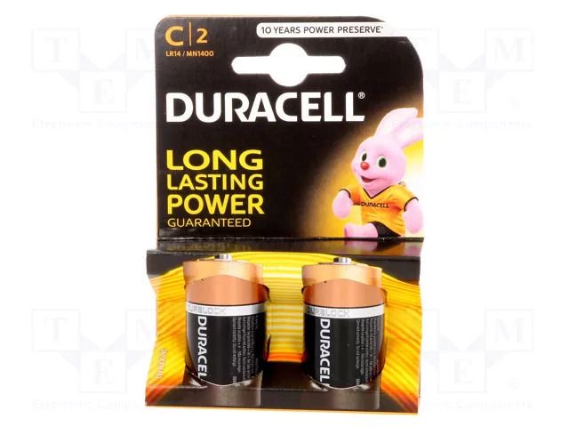 Battery: alkaline; C; 1.5V; non-rechargeable; 2pcs; BASIC DURACELL BAT-LR14/DR-B2