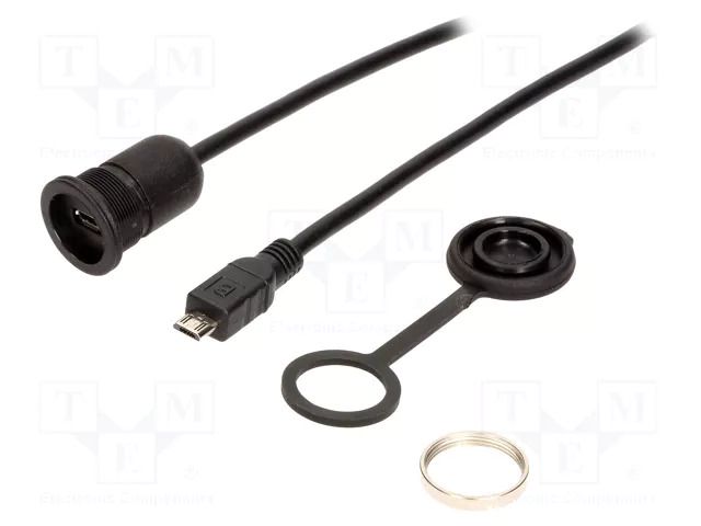 Cable; USB 2.0; USB B micro socket,USB B micro plug; 1.5m; IP65 ENCITECH 1310-1013-03