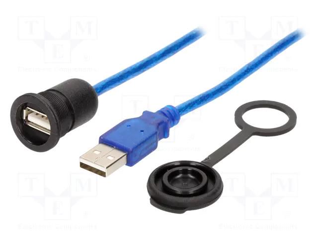 Cable; USB 2.0,with protective cap; USB A socket,USB A plug; 3m ENCITECH 1310-1002-05