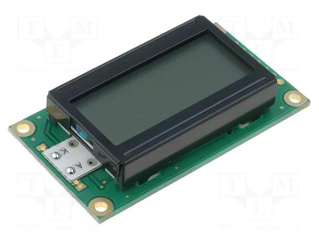 Display: LCD; alphanumeric; FSTN Positive; 8x2; yellow; LED; PIN: 14 RAYSTAR OPTRONICS RC0802A-FHY-CSV