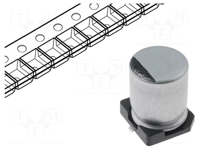 Capacitor: electrolytic; SMD; 100uF; 35VDC; Ø6.3x7.7mm; ±20%; 1000h SAMWHA RC1V107M6L07KVR