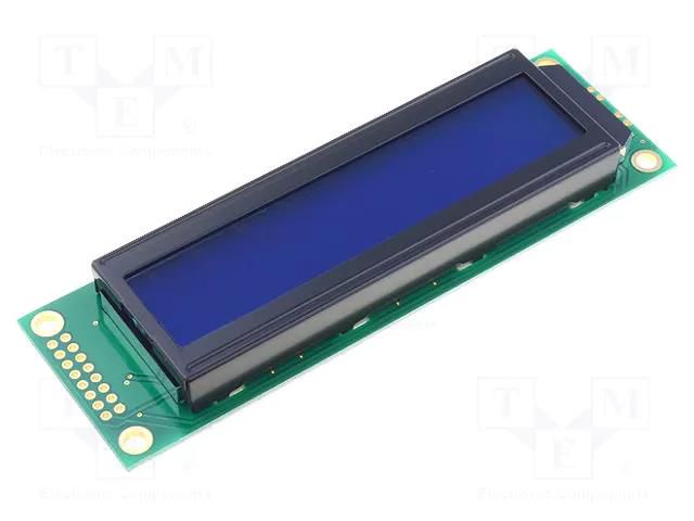 Display: LCD; alphanumeric; STN Negative; 20x2; blue; LED; PIN: 16 RAYSTAR OPTRONICS RC2002A-BIW-ESX