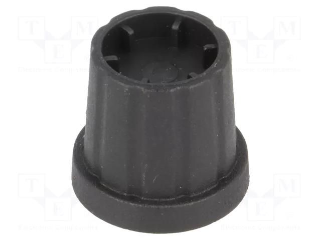 Knob; with flange; plastic; Øshaft: 4mm; Ø16.5x19.2mm; black CLIFF K21-4S