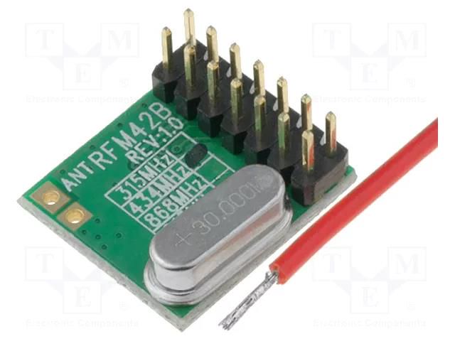 Module: RF; FM transmitter; FSK; 433.92MHz; SPI; 1.8÷3.6VDC; 20dBm HOPE MICROELECTRONICS RFM42-433-D