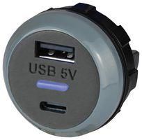 USB CHARGER RCPT, 2PORT, GREY PVPRO-AC