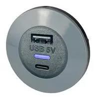 USB CHARGER RCPT, 2PORT, GREY PVPRO-ACFF