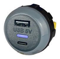 USB CHARGER RCPT, 2PORT, GREY PVPWP-AC