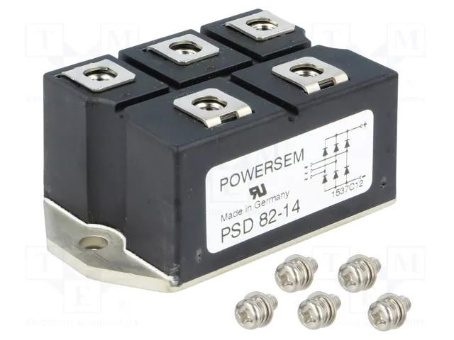 Bridge rectifier: three-phase; Urmax: 1.4kV; If: 88A; Ifsm: 750A POWERSEM PSD82/14