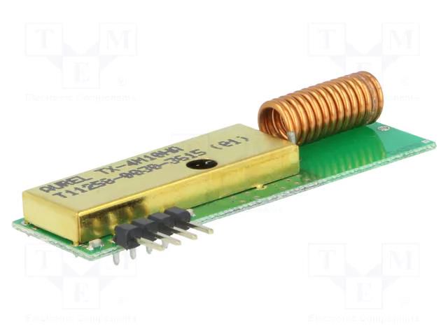 Module: RF; AM transmitter; AM,ASK; 433.92MHz; 3VDC; 56x18.5x10mm AUREL TX-4M10HA