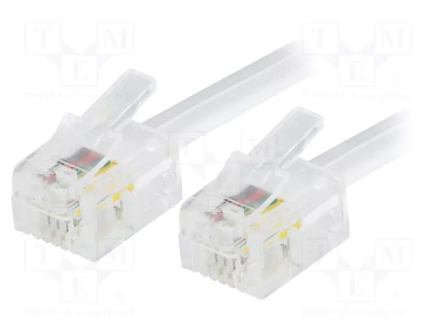 Cable: telephone; RJ11 plug,both sides; 7m; white BQ CABLE TEL-RJ11-WH/07