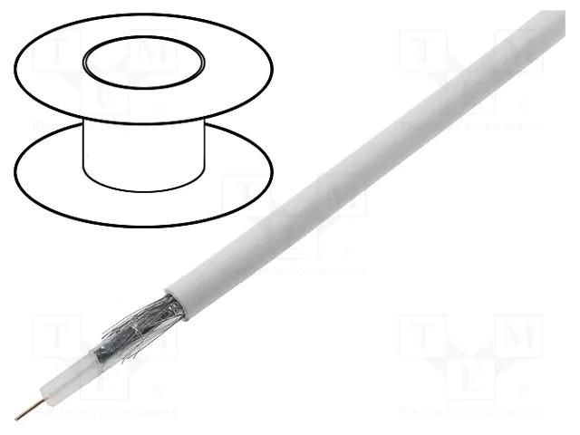 Wire: coaxial; RG59BU-F; wire; Cu; PVC; white; 100m; Øcable: 5.8mm TECHNOKABEL RG59B/U-F