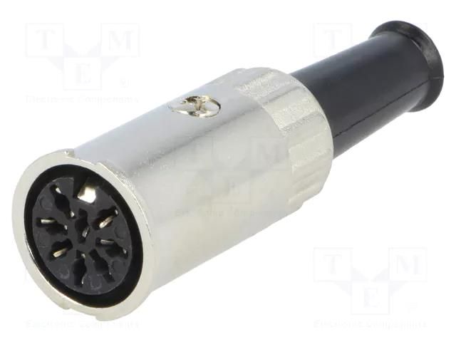 Connector: DIN; plug; female; with strain relief; PIN: 8; 270° LUMBERG 0122-08-1