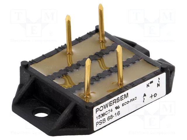 Bridge rectifier: single-phase; Urmax: 1.6kV; If: 68A; Ifsm: 480A POWERSEM PSB68/16