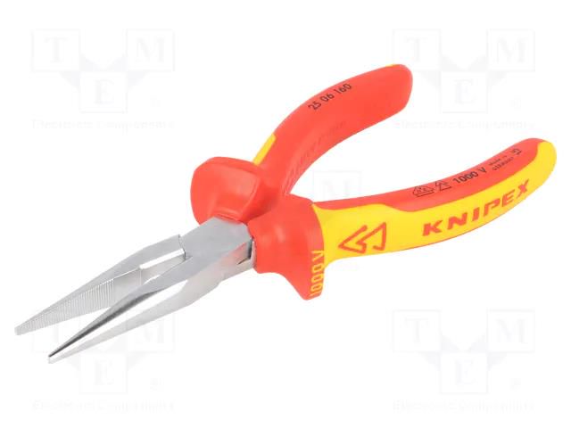 Pliers; insulated,half-rounded nose; steel; 160mm; 1kVAC KNIPEX KNP.2506160