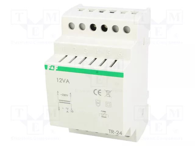 Transformer: mains; 12VA; 230VAC; 24V; 0.5A; for DIN rail mounting F&F TR-24