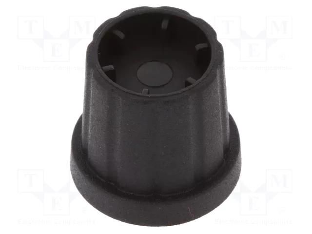 Knob; with flange; plastic; Øshaft: 6.35mm; Ø16.5x19.2mm; black CLIFF K21-6.35D