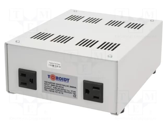 Autotransformer; 230VAC; Power: 2000VA; Usec.1: 115V TOROIDY ATS2000VA-U