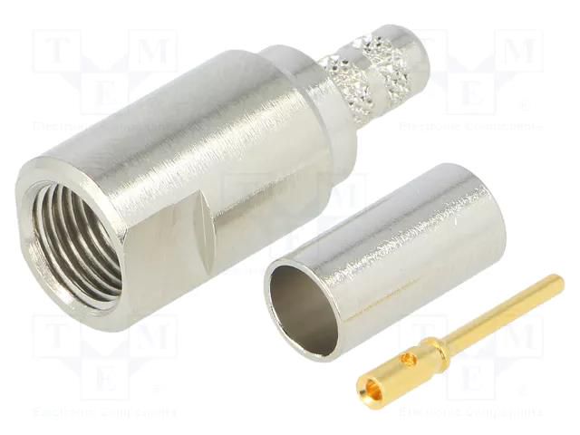 Connector: FME; plug; male; straight; crimped; for cable; 50Ω AMPHENOL RF FME1121A3NT3G150