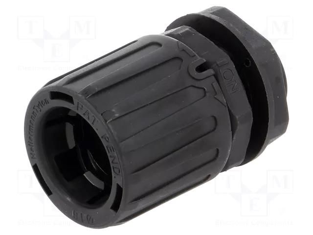 Straight terminal connector; Thread: metric,outside; polyamide HELLERMANNTYTON HG16-S-M20-PA66-BK