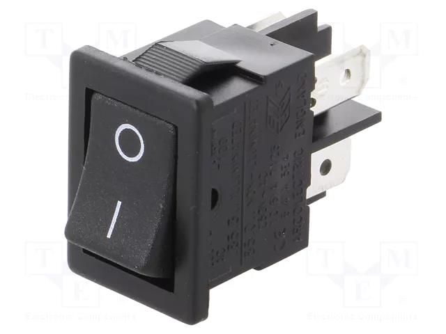 ROCKER; DPST; Pos: 2; ON-OFF; 10A/250VAC; black; none; 8500 BULGIN AE-H8550VBACA