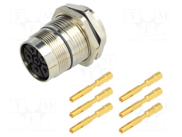 Connector: M23; socket; PIN: 6; female; crimped; shielded; IP67; 28A AMPHENOL LTW LJ2306PMFCSF7001