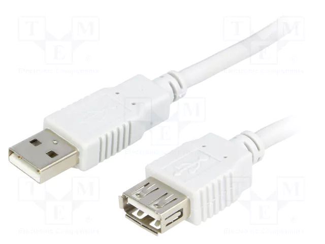 Cable; USB 2.0; USB A socket,USB A plug; 3m; light grey BQ CABLE BQC-USB2AAF/3