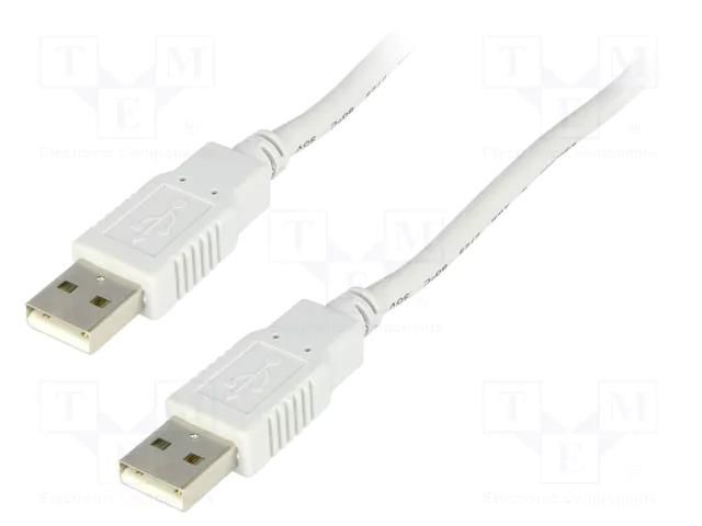 Cable; USB 2.0; USB A plug,both sides; 5m; light grey BQ CABLE BQC-USB2AA/5