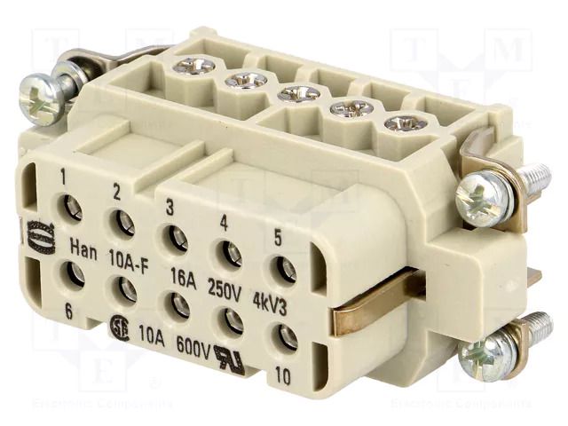 Connector: HDC; contact insert; female; 16A; 250V; Han® A; PIN: 10 HARTING 09200102812