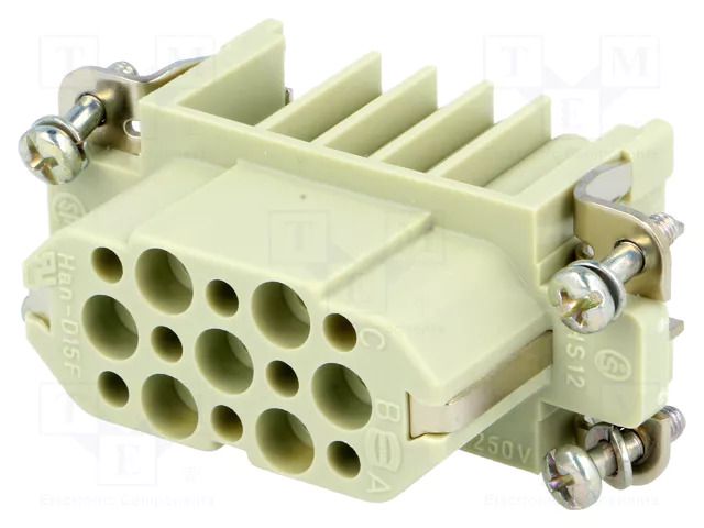 Connector: HDC; contact insert; female; 10A; 250V; Han® D; PIN: 15 HARTING 09210153101
