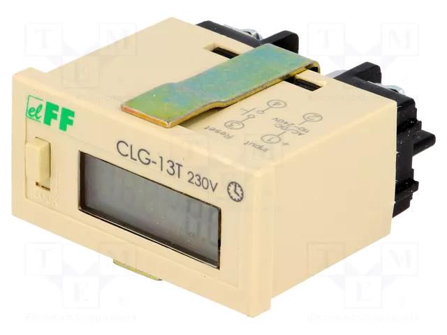 Counter: electronical; working time; LCD; Range: 0÷99999,9h; IP20 F&F CLG-13T/230