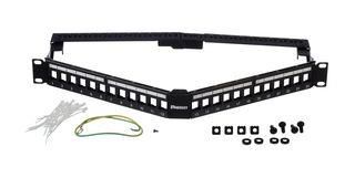 PATCH PANEL, 48 PORT, 2U, ANGLED, BLACK KPA24WSBL