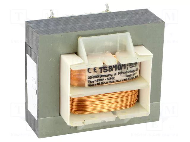 Transformer: mains; 8VA; 230VAC; 10.5V; 10.5V; 300mA; 300mA; IP00 INDEL TS8/10/1