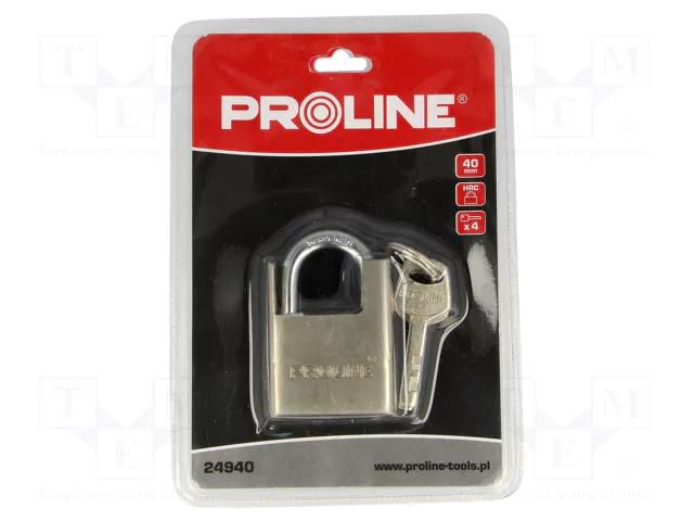 Padlock; shackle; Equipment: key x4; 40mm; gates,cabinets,sheds PROLINE PRE-24940